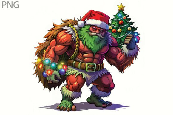Bigfoot Christmas Tree and Santa Hat PNG