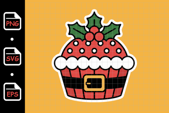 Christmas Cupcake with Santa Suit: Illustrations for Modern Content