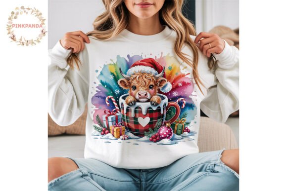 Christmas Highland Cow PNG Clipart