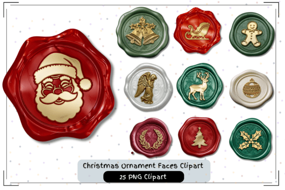 Christmas Icon Wax Seals Stamps Illustrations