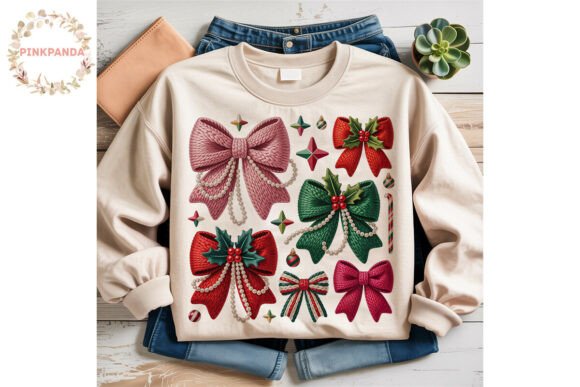 Christmas Textured Bows Clipart PNG Review