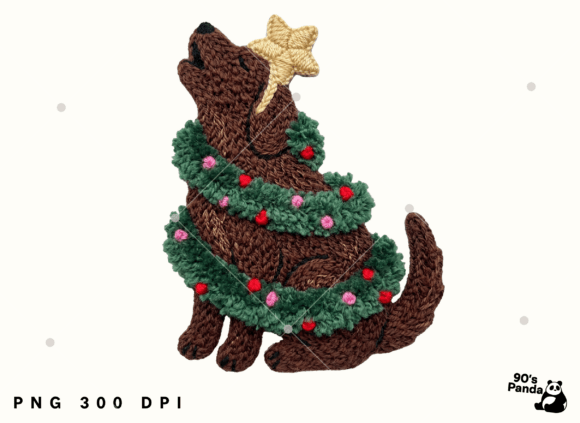 Christmas Tree Dog Crochet Png in Illustrations