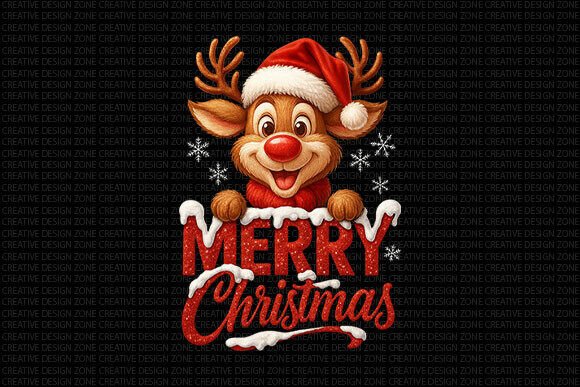 Cute Reindeer Merry Christmas PNG Illustrations