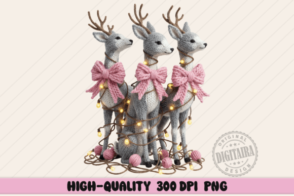 Faux Yarn Christmas Reindeers Png Illustrations Review