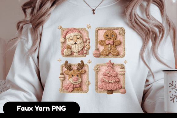 Faux Yarn Crochet Christmas PNG and Illustrations