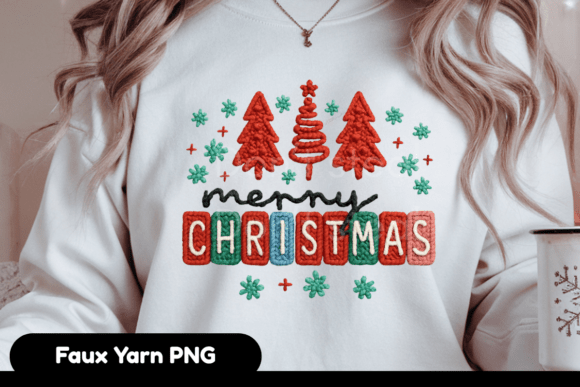 Faux Yarn Crochet Merry Christmas PNG