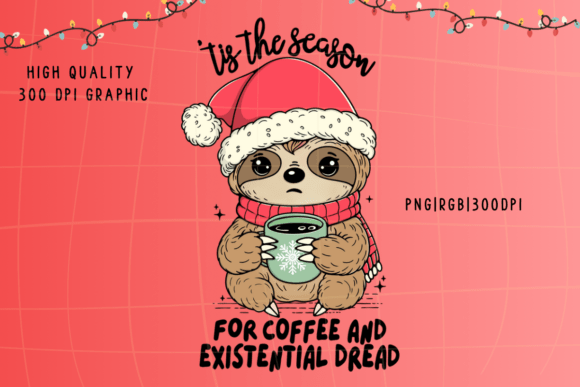 Funny Christmas Quote Cute Sloth PNG Review for Illustrations