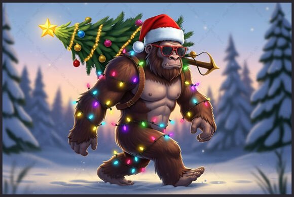 Funny Cozy Christmas Bigfoot Clipart: A Designer’s Take on Seasonal Illustrations