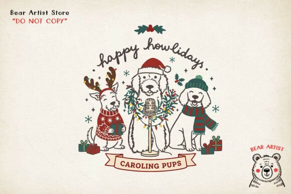 Happy Howlidays, Christmas PNG: Illustrations for Branding