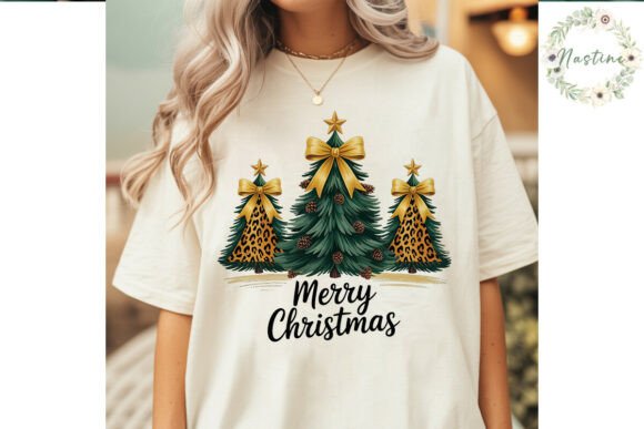Leopard Print Christmas Trees PNG: Illustrations for Modern Branding