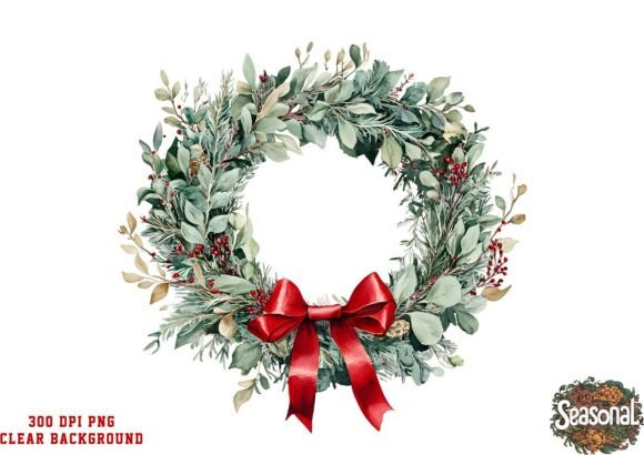 Natural Holiday Christmas Wreath PNG Review for Illustrations