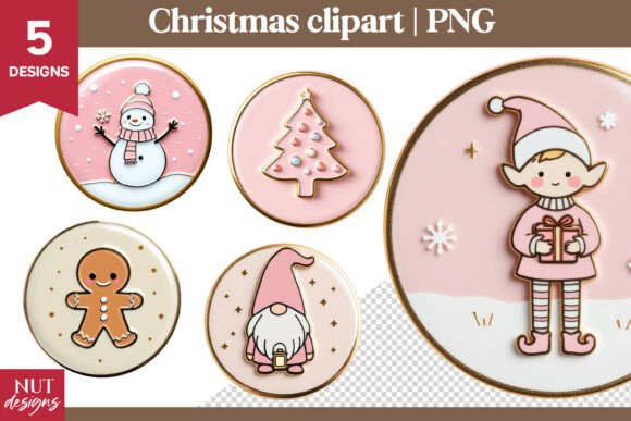 Pink Pastel Christmas Clipart PNG