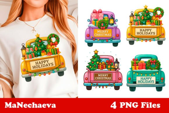 Reviewing Christmas Truck Gift Clipart PNG for Embroidery