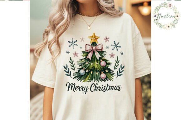Watercolor Pink Christmas Tree PNG