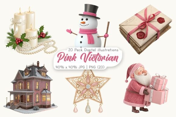 Watercolor Pink Victorian Christmas: A Brand Designer’s Review of Seasonal Illustrations